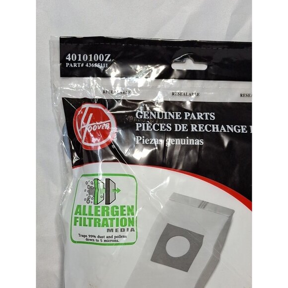 3 Hoover Vacuum Bags Type Z 4010075Z Standard Filtration, Genuine - Picture 2 of 4